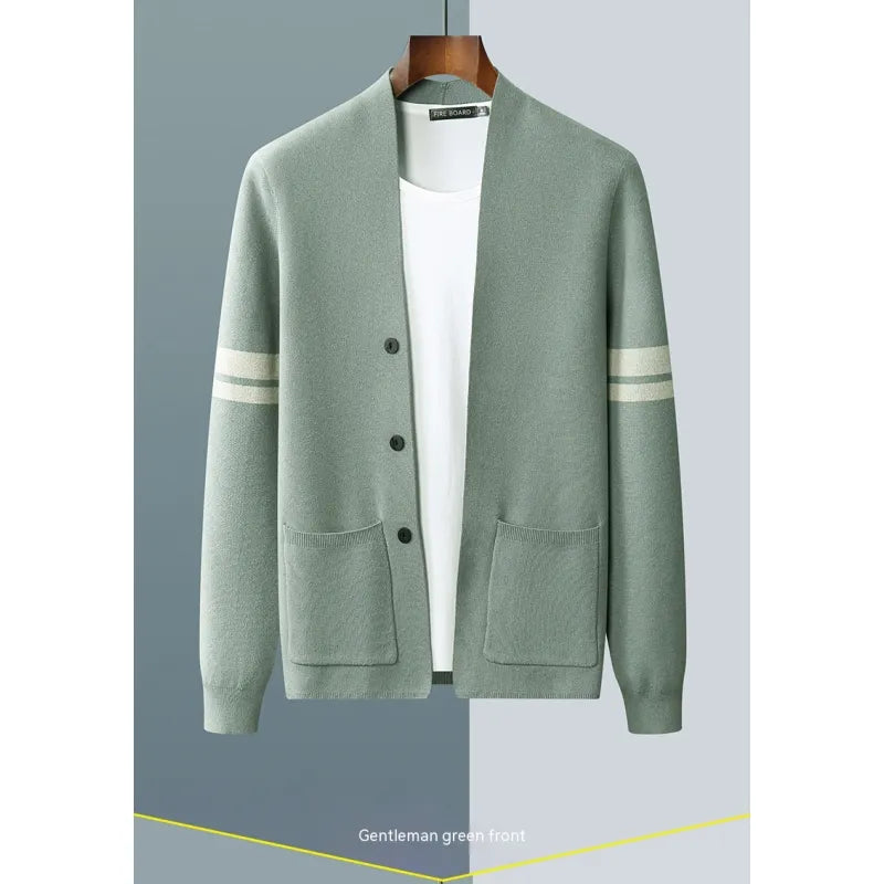 Boys Men's Fall Winter Fashion V-neck Casual Wool Knitted Sweater Coat - # BOAA13510045