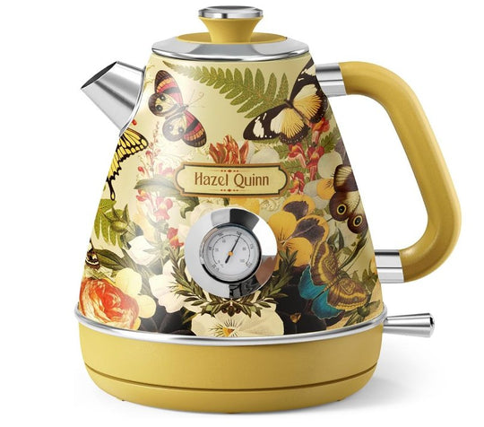 1.7L / 57.5 oz electric kettle food grade 304 stainless steel, instrument type dial thermometer flower watermark painting process fast boiling 1200W
