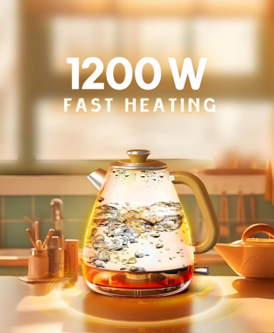 1.7L / 57.5 oz electric kettle food grade 304 stainless steel, instrument type dial thermometer flower watermark painting process fast boiling 1200W