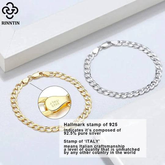 18 Italian Cuban Chain Bracelet for Women Men