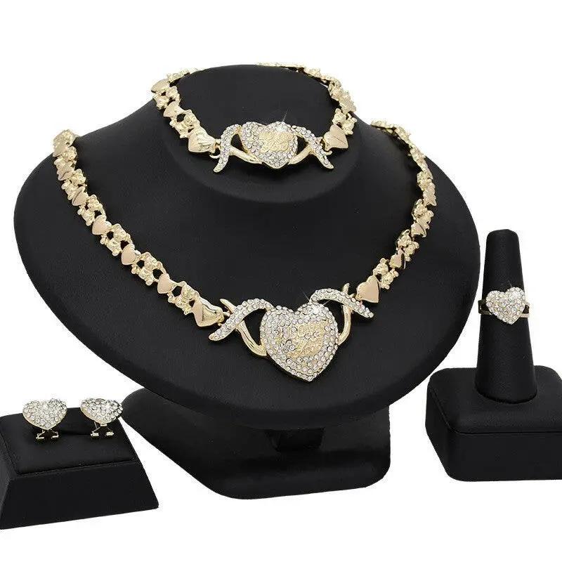18K Gold Heart-Shaped Jewelry Suit