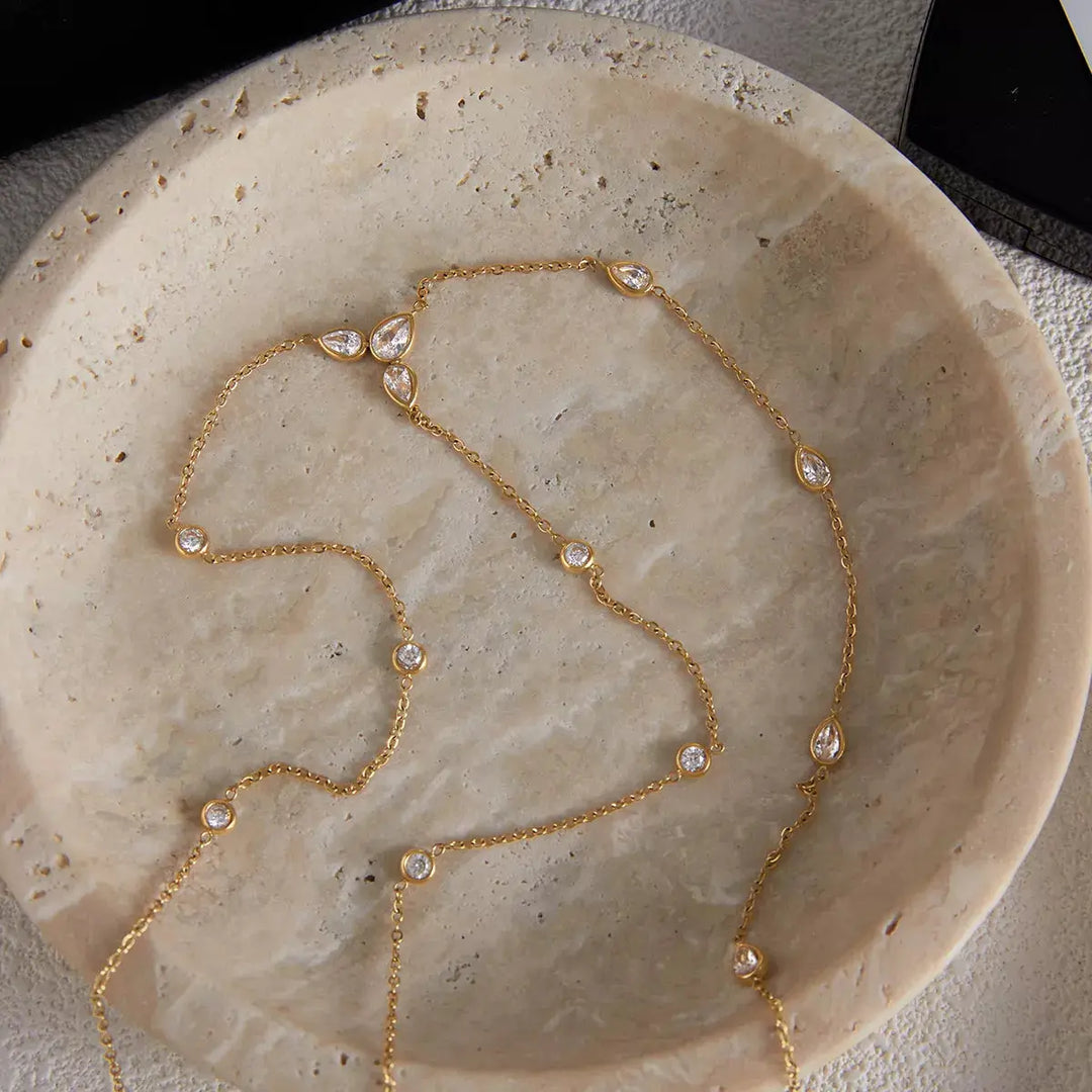 18K Gold-Plated Zircon Chain Necklace