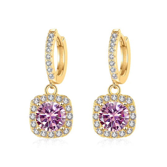 1ct GRA-Certified Moissanite Drop Earrings VVS D 18K Gold Plated 925 Sterling