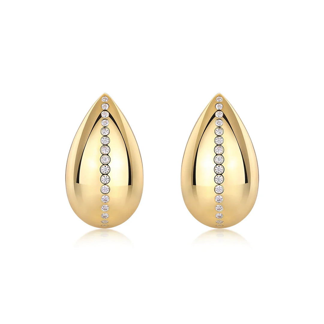 18K Gold Plated Teardrop Moissanite Stud Earrings 925 Sterling Silver