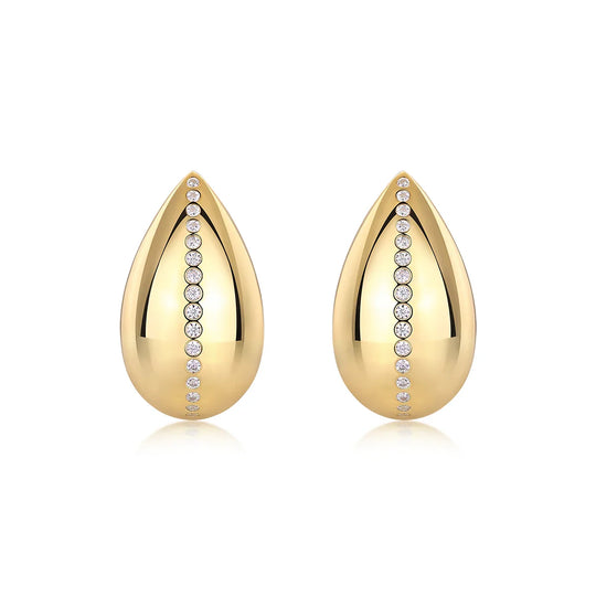 18K Gold Plated Teardrop Moissanite Stud Earrings 925 Sterling Silver