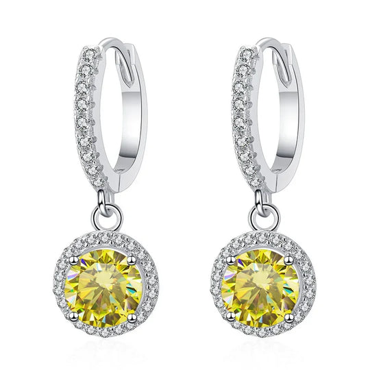 1Ct 6.5mm Blue Green Moissanite Drop Earrings For Women S925 Sterling