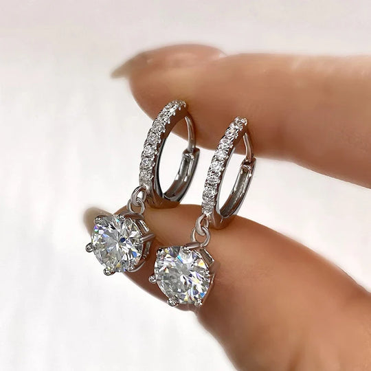 1CT Certified Moissanite Hoop Earrings For Women 925 Sterling Silver