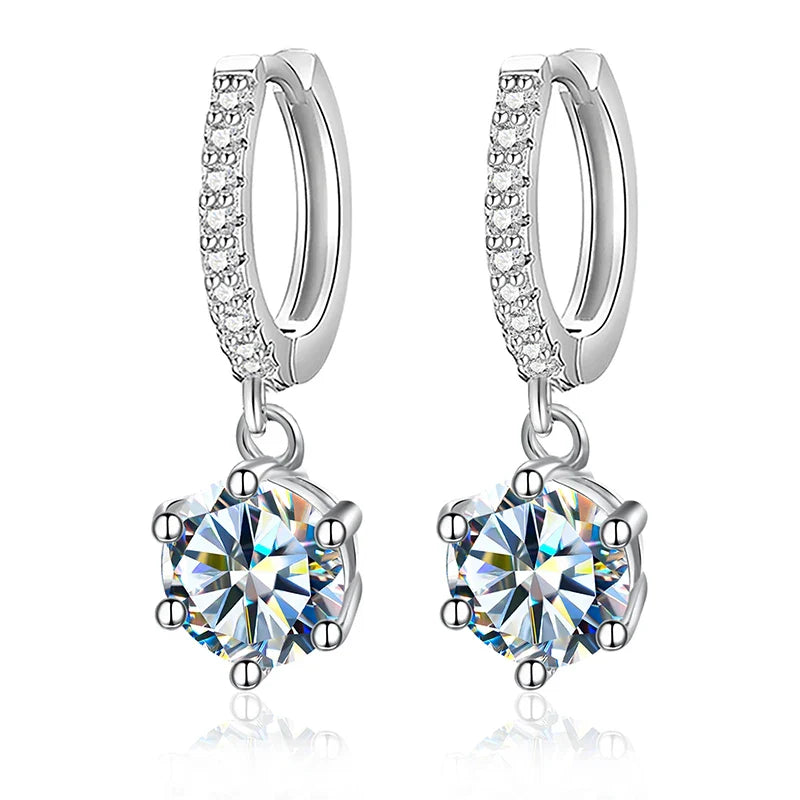 1CT Certified Moissanite Hoop Earrings For Women 925 Sterling Silver