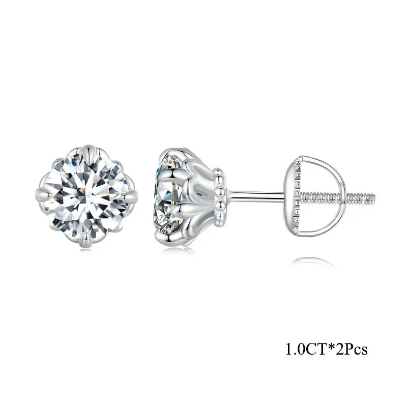 0.5/1ct D Color VVS1 Moissanite Stud Earrings S925 Sterling Screw Back