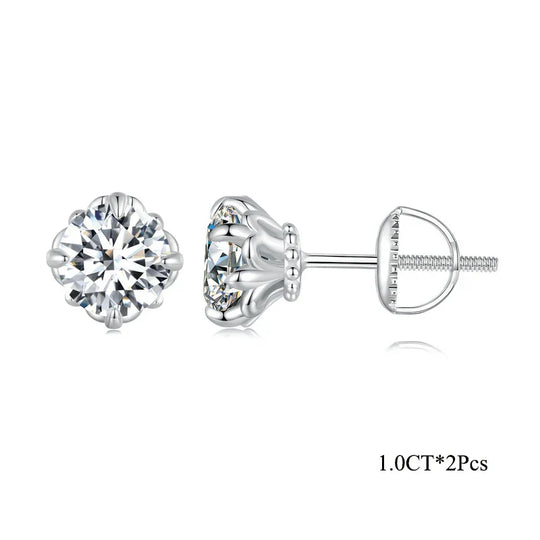 0.5/1ct D Color VVS1 Moissanite Stud Earrings S925 Sterling Screw Back