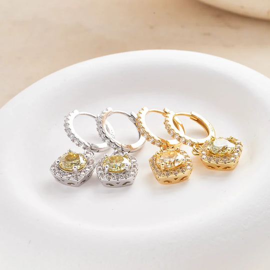 1ct GRA-Certified Moissanite Drop Earrings VVS D 18K Gold Plated 925 Sterling