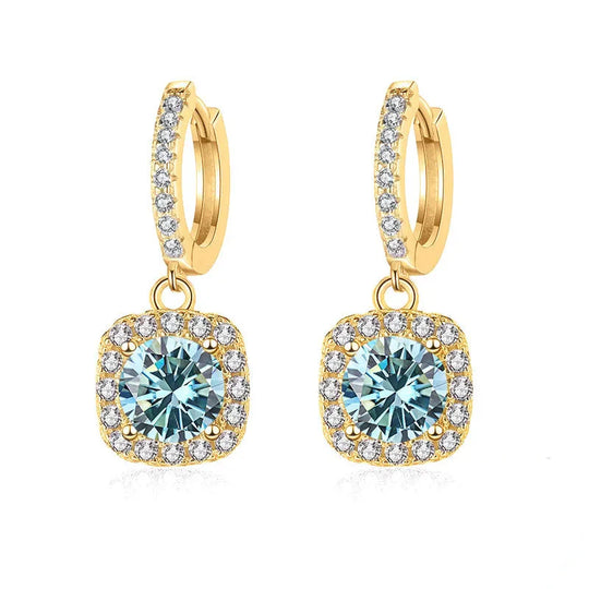 1ct GRA-Certified Moissanite Drop Earrings VVS D 18K Gold Plated 925 Sterling