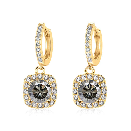 1ct GRA-Certified Moissanite Drop Earrings VVS D 18K Gold Plated 925 Sterling