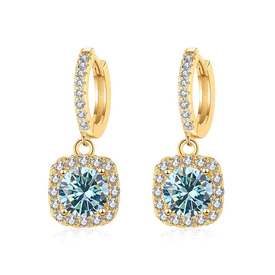 1ct GRA-Certified Moissanite Drop Earrings VVS D 18K Gold Plated 925 Sterling