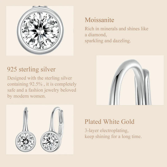 1CT Moissanite Drop Dangle Earrings 925 Sterling Silver Wedding Bridal Gift