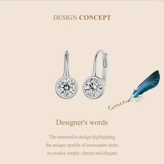 1CT Moissanite Drop Dangle Earrings 925 Sterling Silver Wedding Bridal Gift