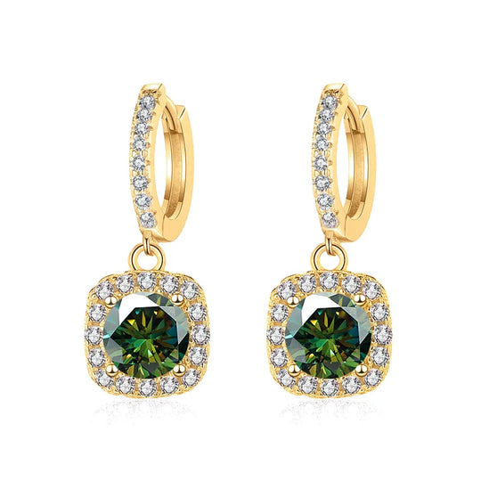 1ct GRA-Certified Moissanite Drop Earrings VVS D 18K Gold Plated 925 Sterling