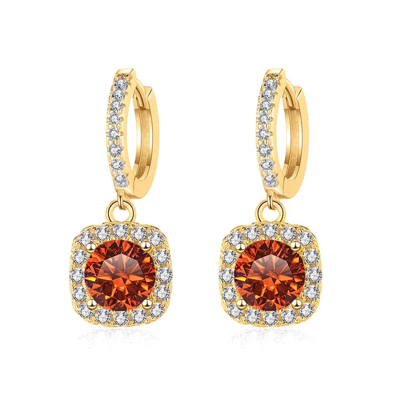 1ct GRA-Certified Moissanite Drop Earrings VVS D 18K Gold Plated 925 Sterling