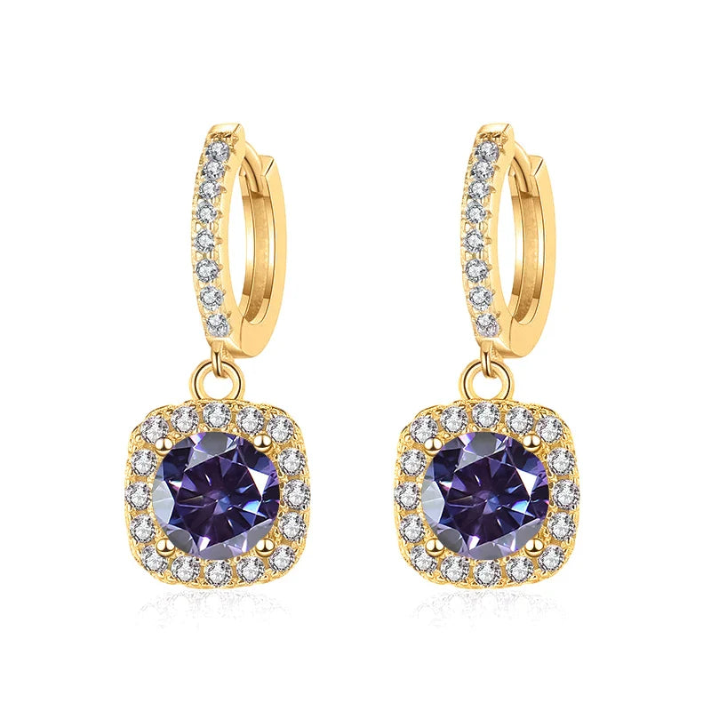 1ct GRA-Certified Moissanite Drop Earrings VVS D 18K Gold Plated 925 Sterling