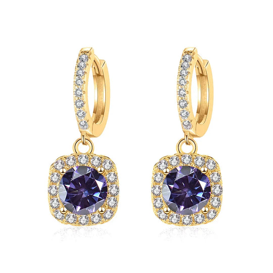1ct GRA-Certified Moissanite Drop Earrings VVS D 18K Gold Plated 925 Sterling