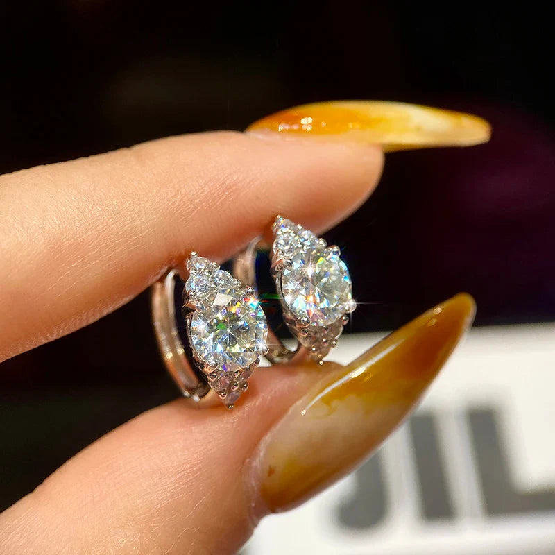 1ct Round Moissanite Stud Earrings 925 Sterling Silver GRA Certified Gift