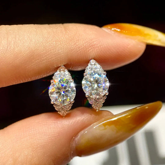 1ct Round Moissanite Stud Earrings 925 Sterling Silver GRA Certified Gift