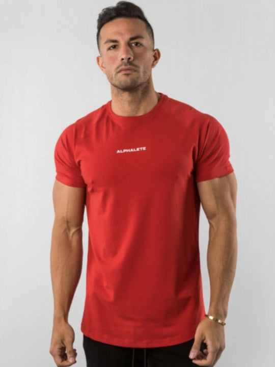 Men's Plus Size Letter Round Neck Short Sleeve T-Shirt