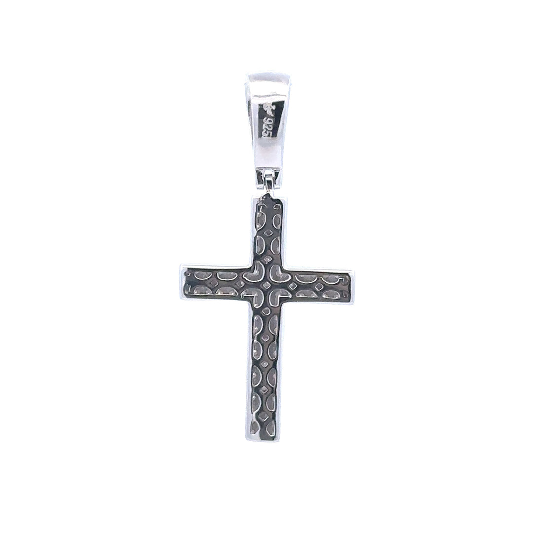 2.24 CTW Moissanite CZ Rhodium Sterling Cross Pendant