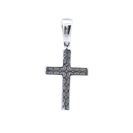 2.24 CTW Moissanite CZ Rhodium Sterling Cross Pendant