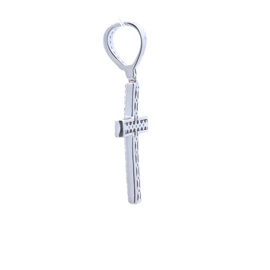2.24 CTW Moissanite CZ Rhodium Sterling Cross Pendant