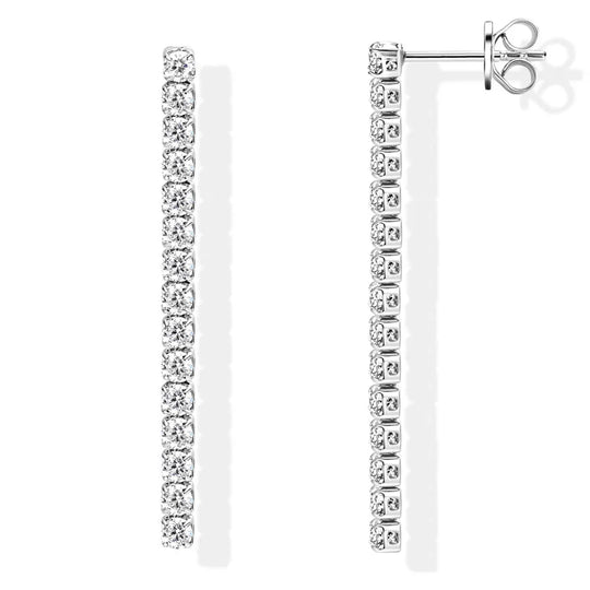 2.5mm Moissanite Tassel Stud Earrings 925 Sterling Silver Tennis Chain