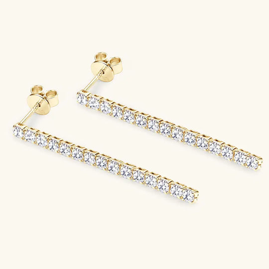 2.5mm Moissanite Tassel Stud Earrings 925 Sterling Silver Tennis Chain