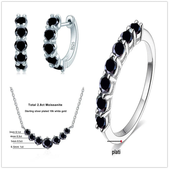 4.5ct Moissanite 925 Sterling Silver Bridal Jewelry Set Ring Necklace Earrings
