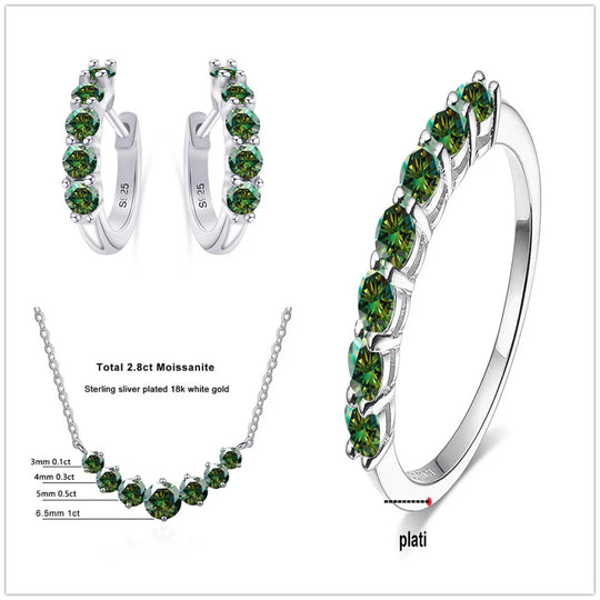 4.5ct Moissanite 925 Sterling Silver Bridal Jewelry Set Ring Necklace Earrings