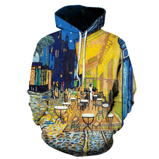 2025 new graffiti painting 3D digital printing hoodie, trendy men's sweater