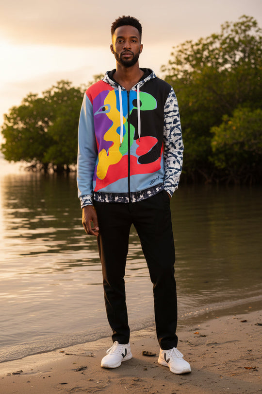 Shibori Heart Limited Edition Cotton Unisex Zip Hoodie