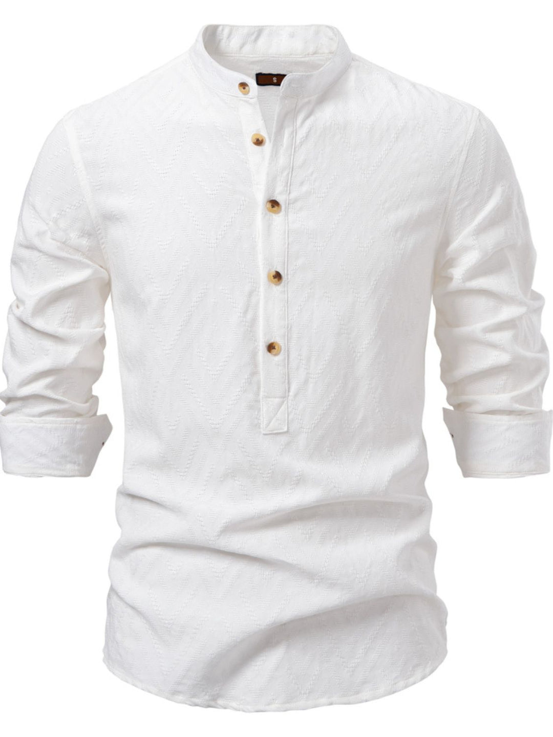 Men's Half Button Geometric Texture Collared Neck Shirt