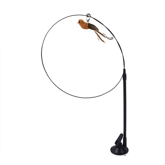 Suction cup cat toy stick that can be attached and held with steel wire multi head interchangeable cat toy and pet supplies