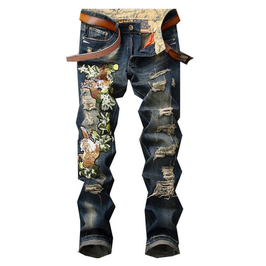 Ripped European And American Fashion Cool Trendy Straight Men's Pants