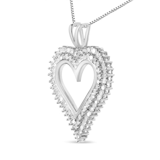 .925 Sterling Silver Diamond Heart 18" Pendant Necklace (I-J Color, I2-I3 Clarity) by Haus of Brilliance