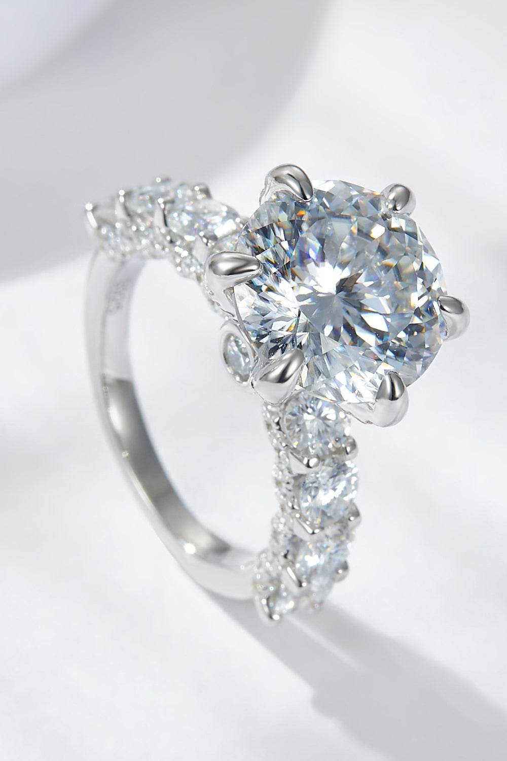 3-Carat Lab-grown Diamond Platinum-Plated Side Stone Ring