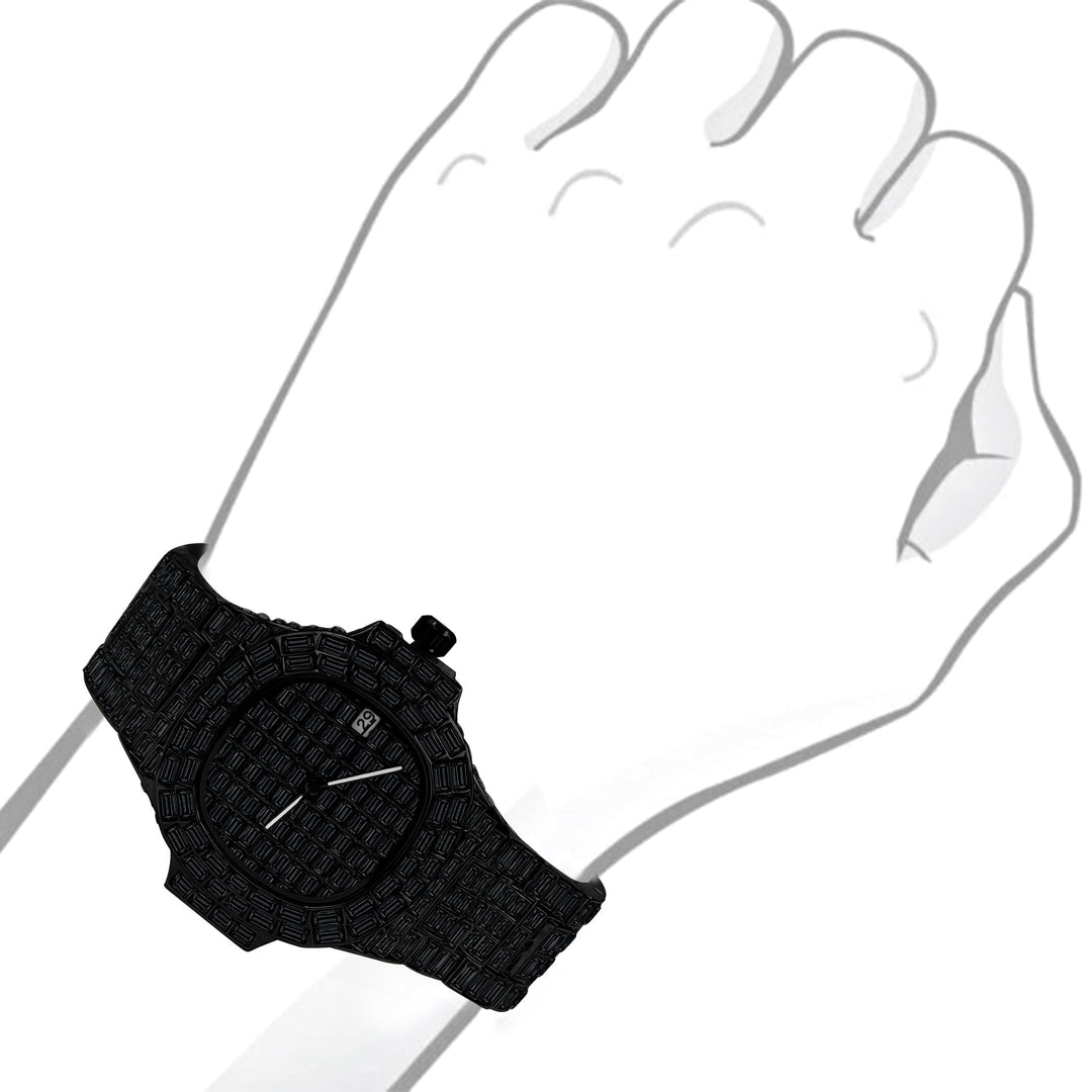 30mm CZ Hip Hop Bling Watch Iced Alloy Bracelet Baguette