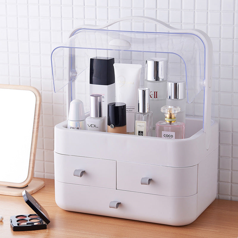 Double Door Dust Cover Makeup Storage Box Cosmetic Organizer