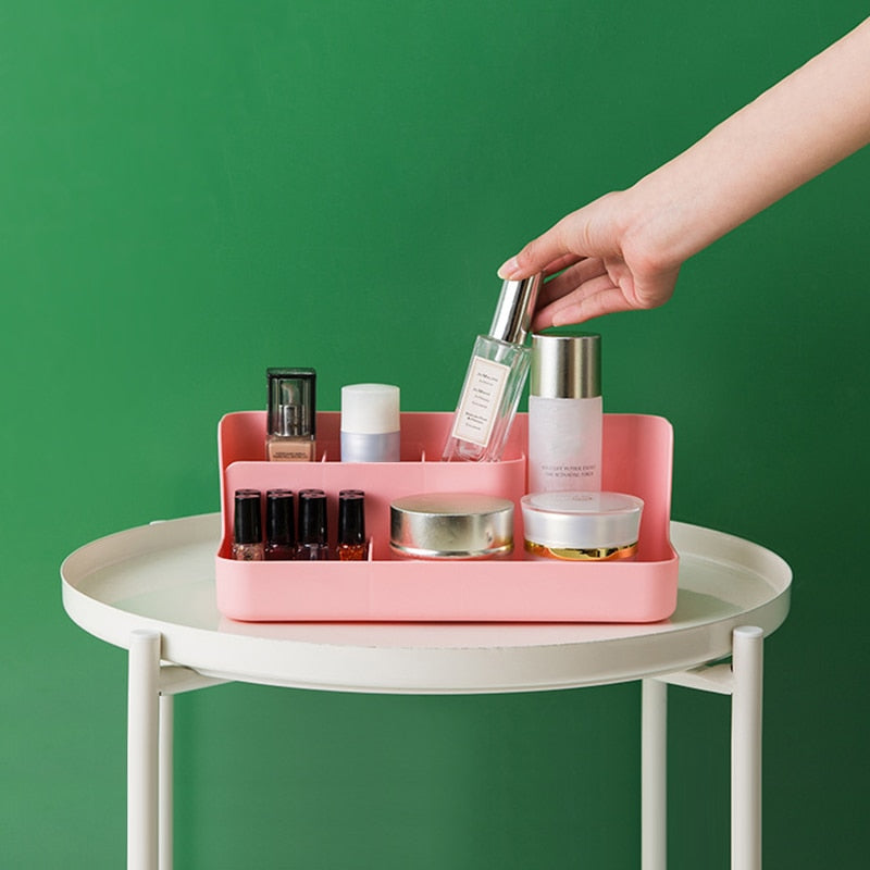 1pc Desktop Sundries Finishing Container Cosmetic Storage Partition Box Makeup Holder Stand Toiletries Plastic Case Organizer