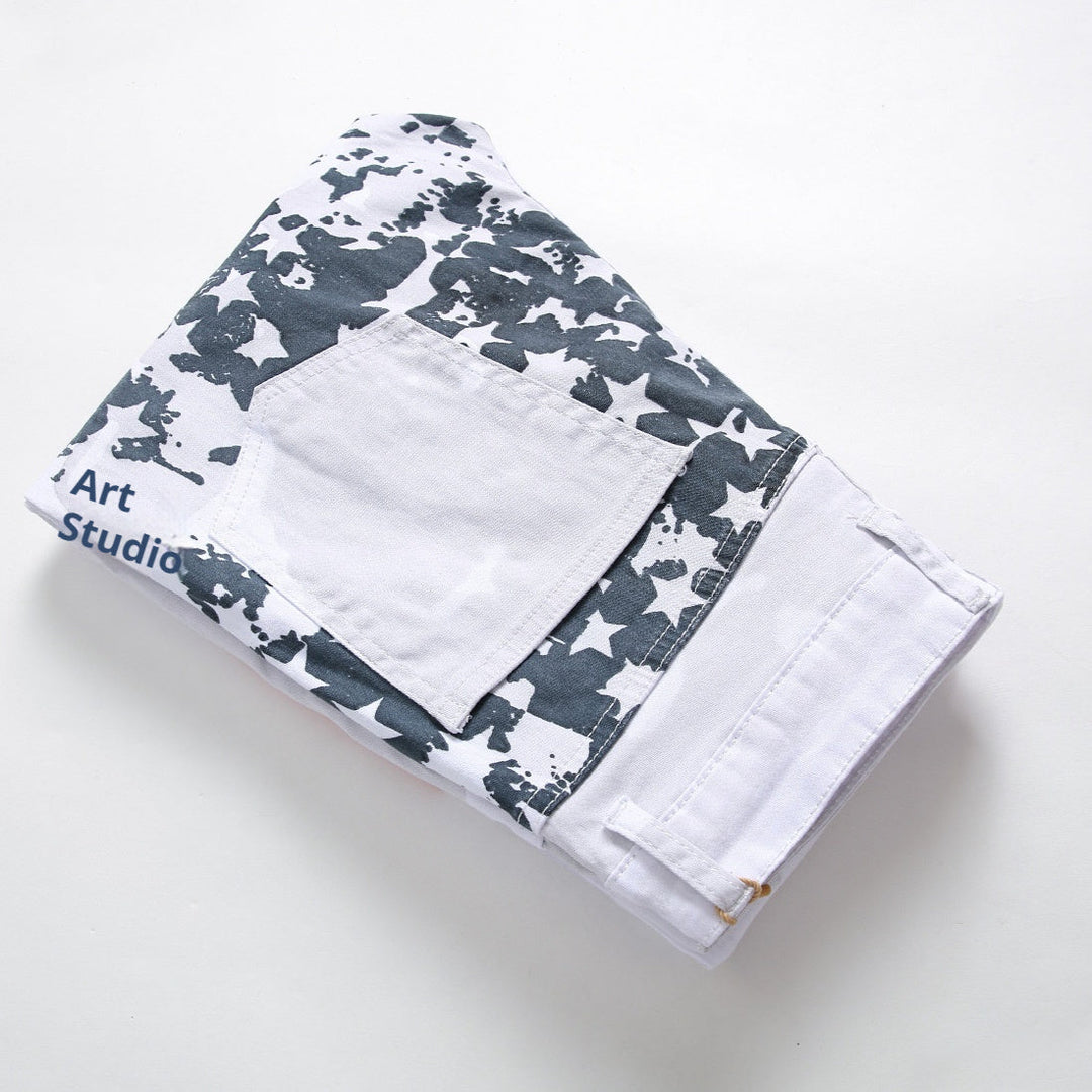 Printed High Fashion Elastic Stretch Slim Fit Men Plus Size Pants