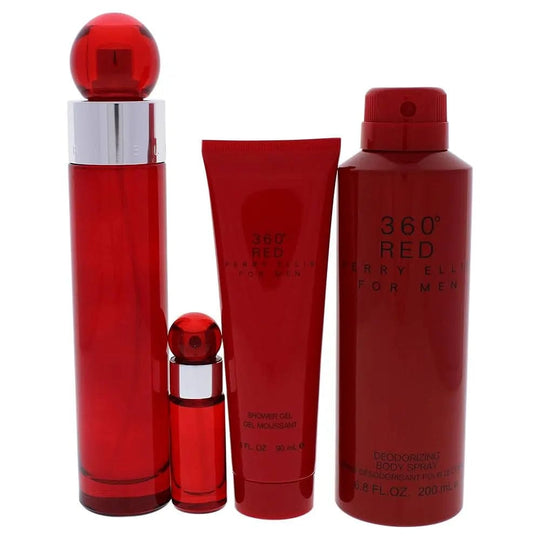 360 Red By Perry Ellis For Men 4Pcs Set EDT Spray