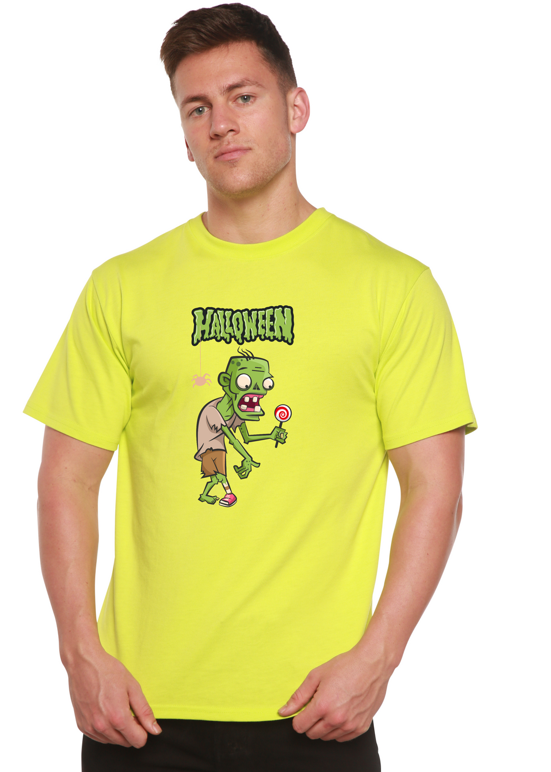 Halloween Green Monster Unisex Bamboo Viscose/Organic Cotton Short Sleeve Graphic T-Shirt