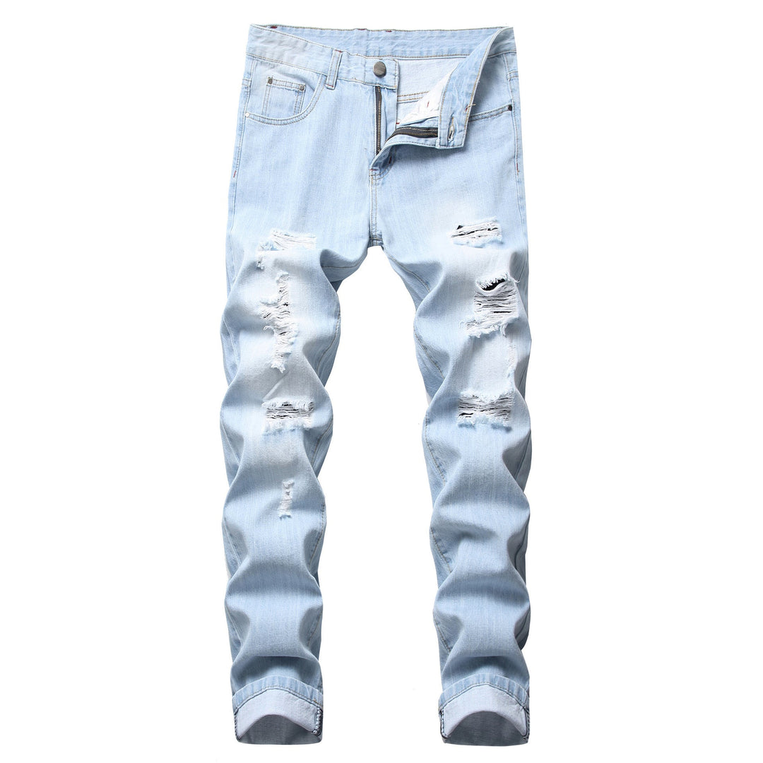 Men's Ripped Pants Fashion Slim-fit Trendy Straight-Leg Men's Pants