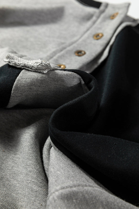 Colorblock Crewneck Henley Sweatshirt