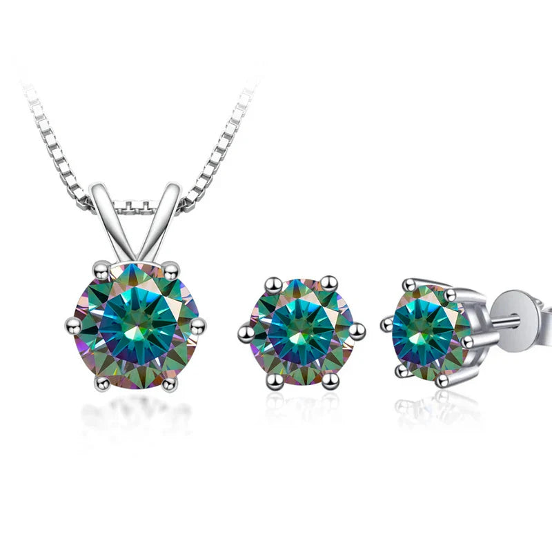 3Ct Moissanite Necklace Earrings Set 925 Sterling Silver GRA Cert Wedding